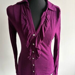 Elegant Purple Ruffled Women's Top